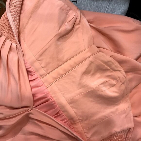 Parker 'Bayou' Strapless Silk Gown / Maxi Dress Coral Pink Small - Picture 14 of 16